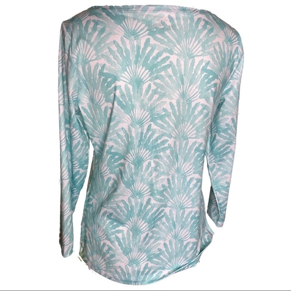 Vineyard Vines Andros Blue Floral Fan Sankaty Boatneck Top Size S - Picture 3 of 6